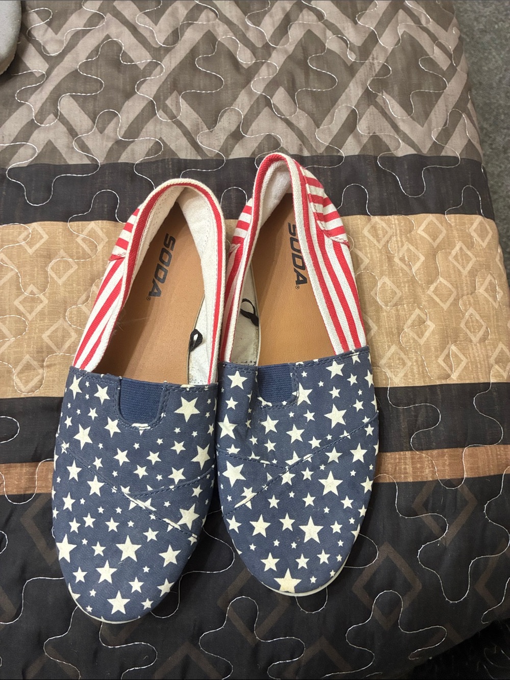 Soda Stars and Striped Slip on Shoes - NWOT